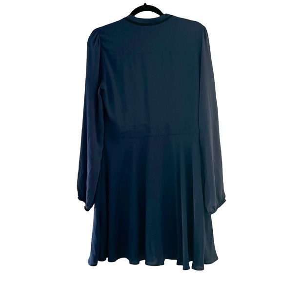 EXPRESS Long Sleeve Ruffled Chiffon Cobalt Blue Dress Sz 10 - Picture 4 of 7